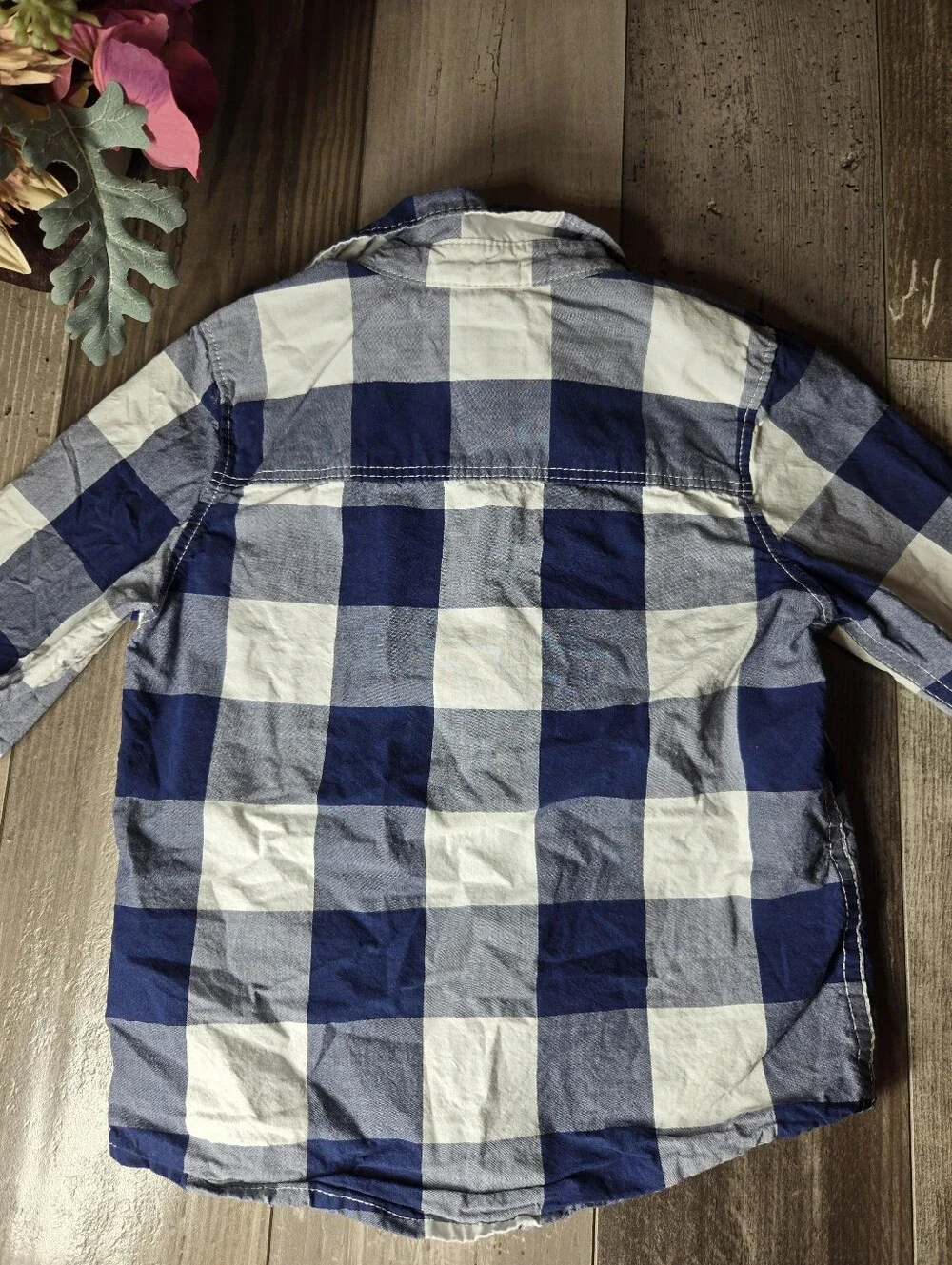 OshKosh B’gosh Boys Blue Buffalo Check Button-Up Shirt – Size 3T